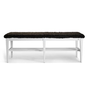 Nadja Bench 130 cm Hvitlakkert bjørk/safeskinn brun