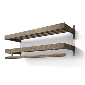 Nadja hattehylle 100 cm 2 nivåer Røkt eik/slipt stål