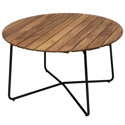 Bord 9A 120 cm ubehandlet teak / svart understell