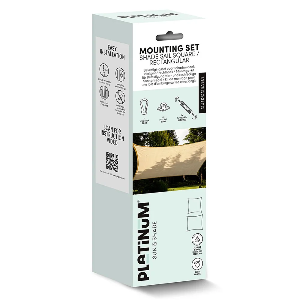 Monteringssett for firkantede solseil