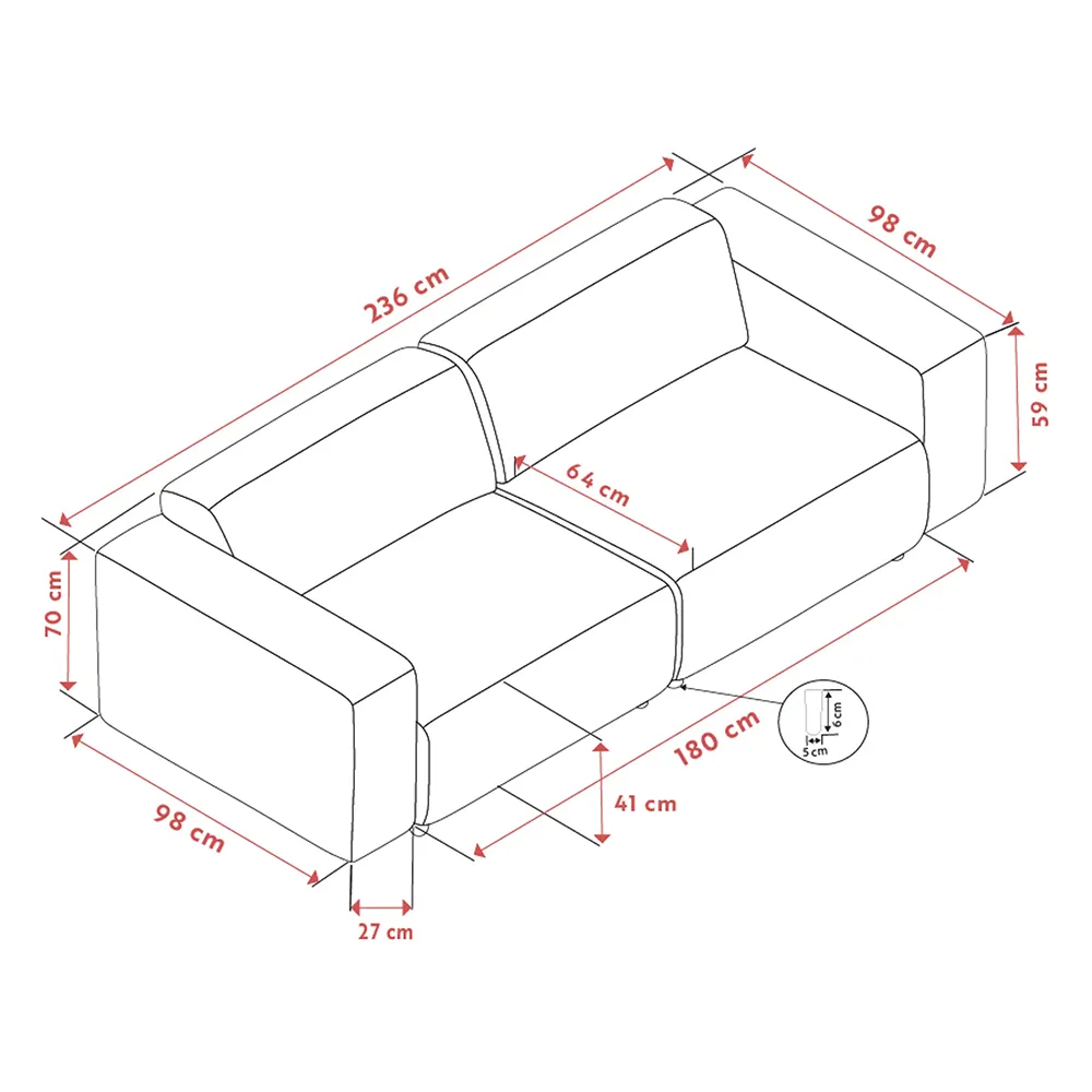 Willard sofa 3-seter stoff Brenda beige