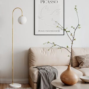 Bellagio gulvlampe H163cm messing/hvit