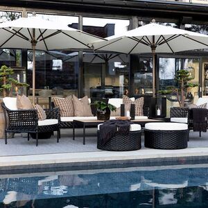 Puff Toledo kunstrotting svart ekskl. pute Artwood