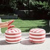 Point outdoor pouf stripe ocean blue