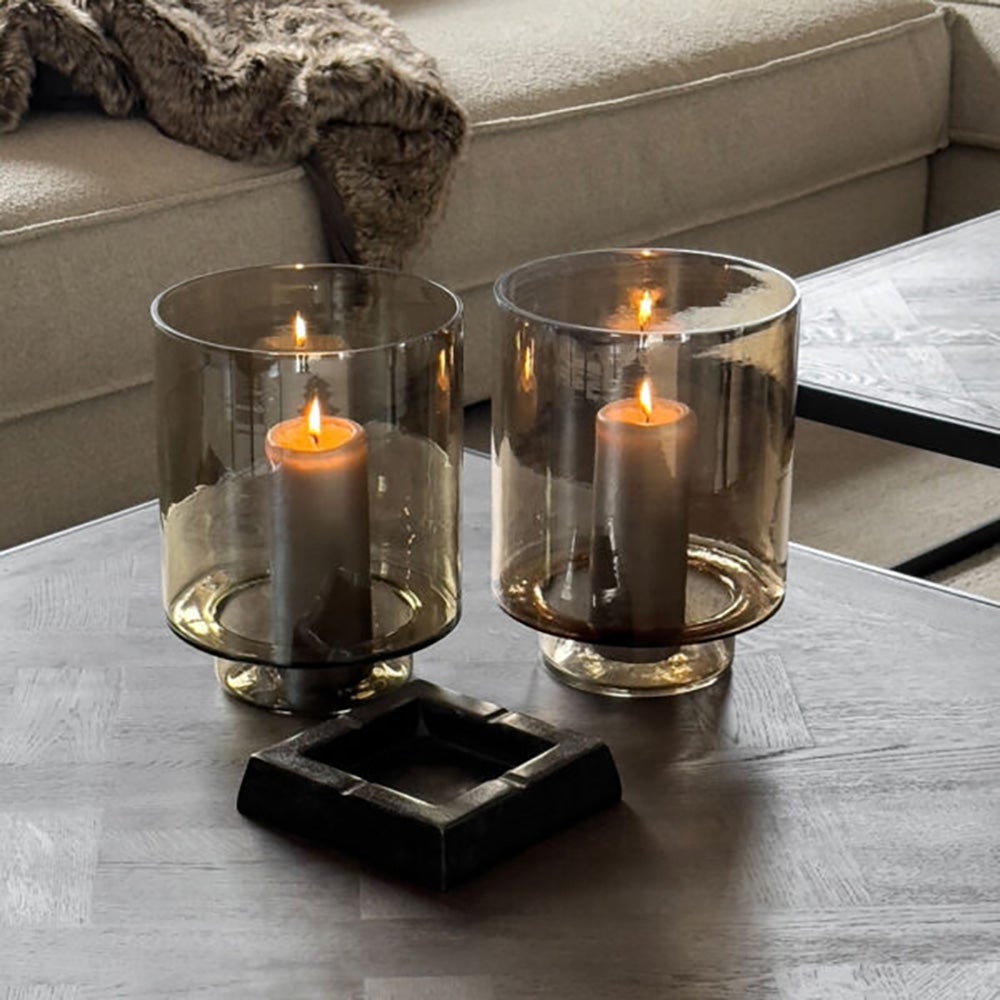 Reef-lykt i glass Ø20 cm - Røykbrun