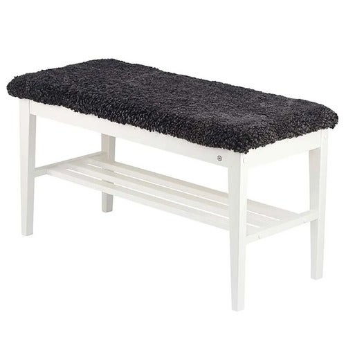 Nadja Bench Hvitlakkert bjørk/safeskinn mørkegrå