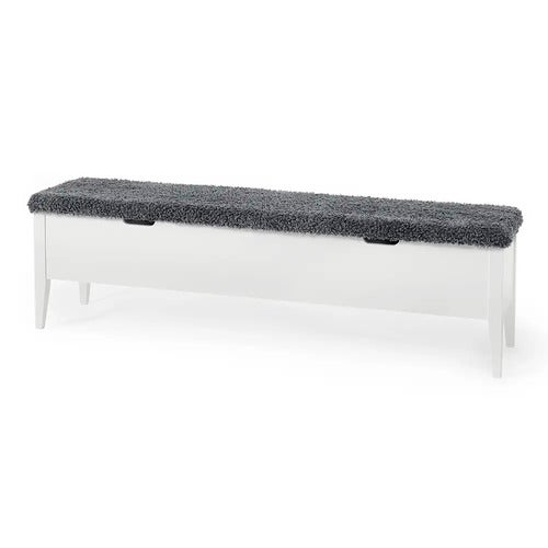 Klinte benk 160 cm hvit med ekte saueskinn