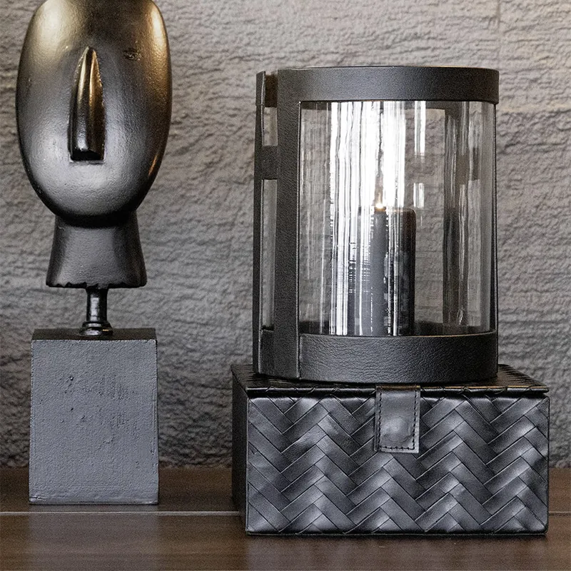 Fontana 3-sett skinnbokser svart