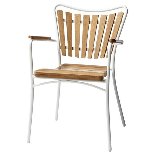 Hard Karmstol hvid/teaktræ 