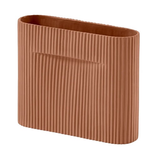 Ridge Vase H: 16,5 cm Terracotta