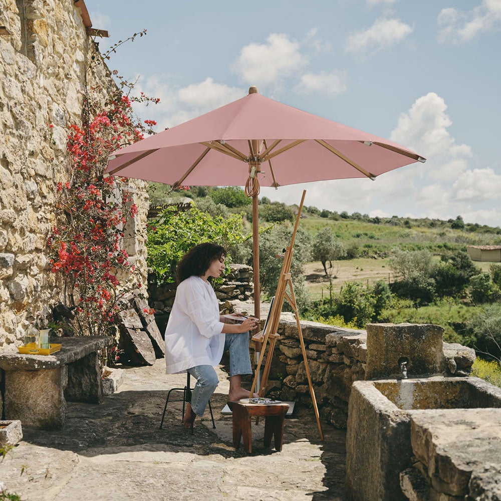 Teakwood parasoll 330x330 cm Kat.5 665 Chrome