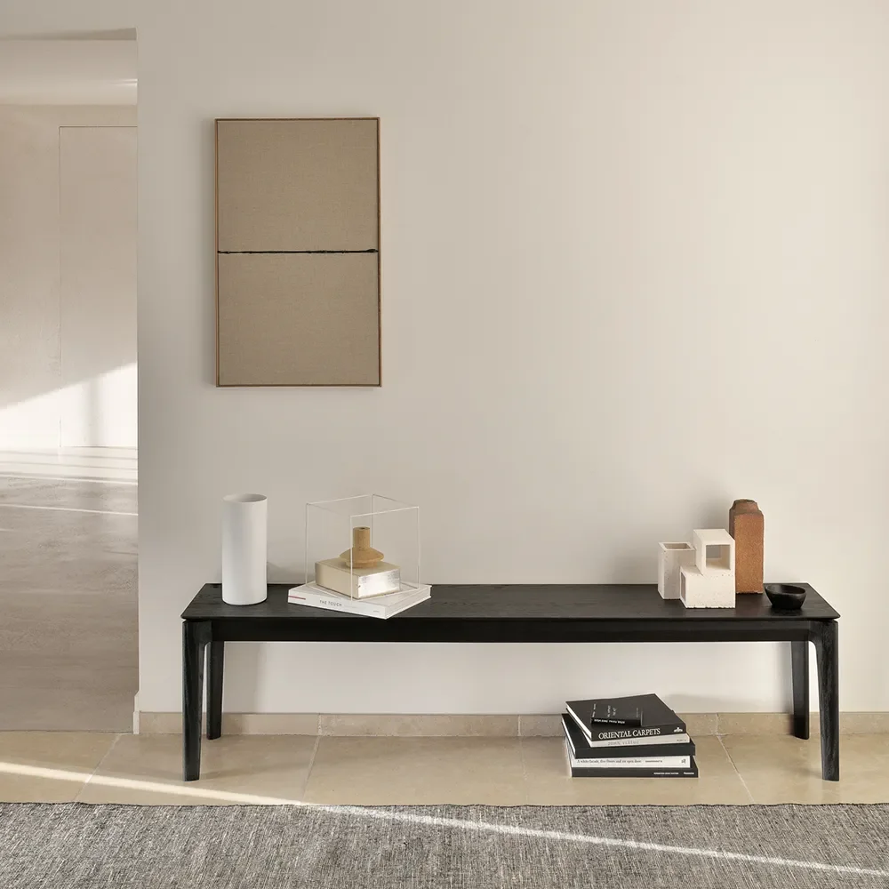 Bok Benk 35x186 cm Svartlakkert eik