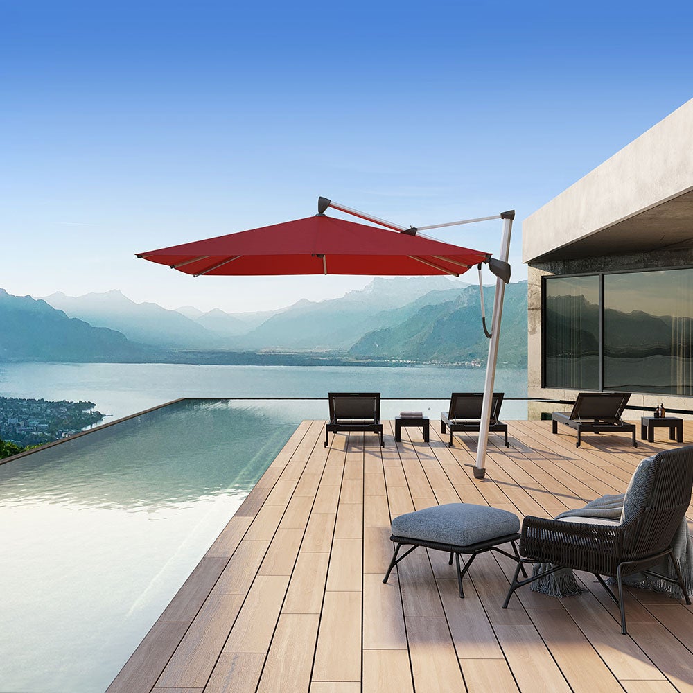 Sombrano S+ fritthengende parasoll 350 cm anodisert aluminium Kat.4 420 Smoke