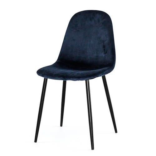 Thea Spisestol blå fløyel 4-pakning