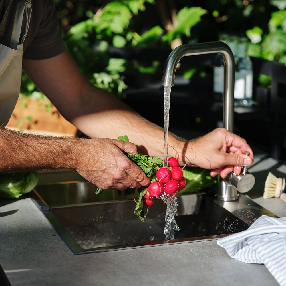 Fornax kjøkkendel vask/kran svart/grå Brafab