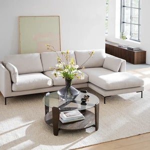 Corwin sofa 3,5-seter sofa chaiselong høyre stoff Rita lys beige