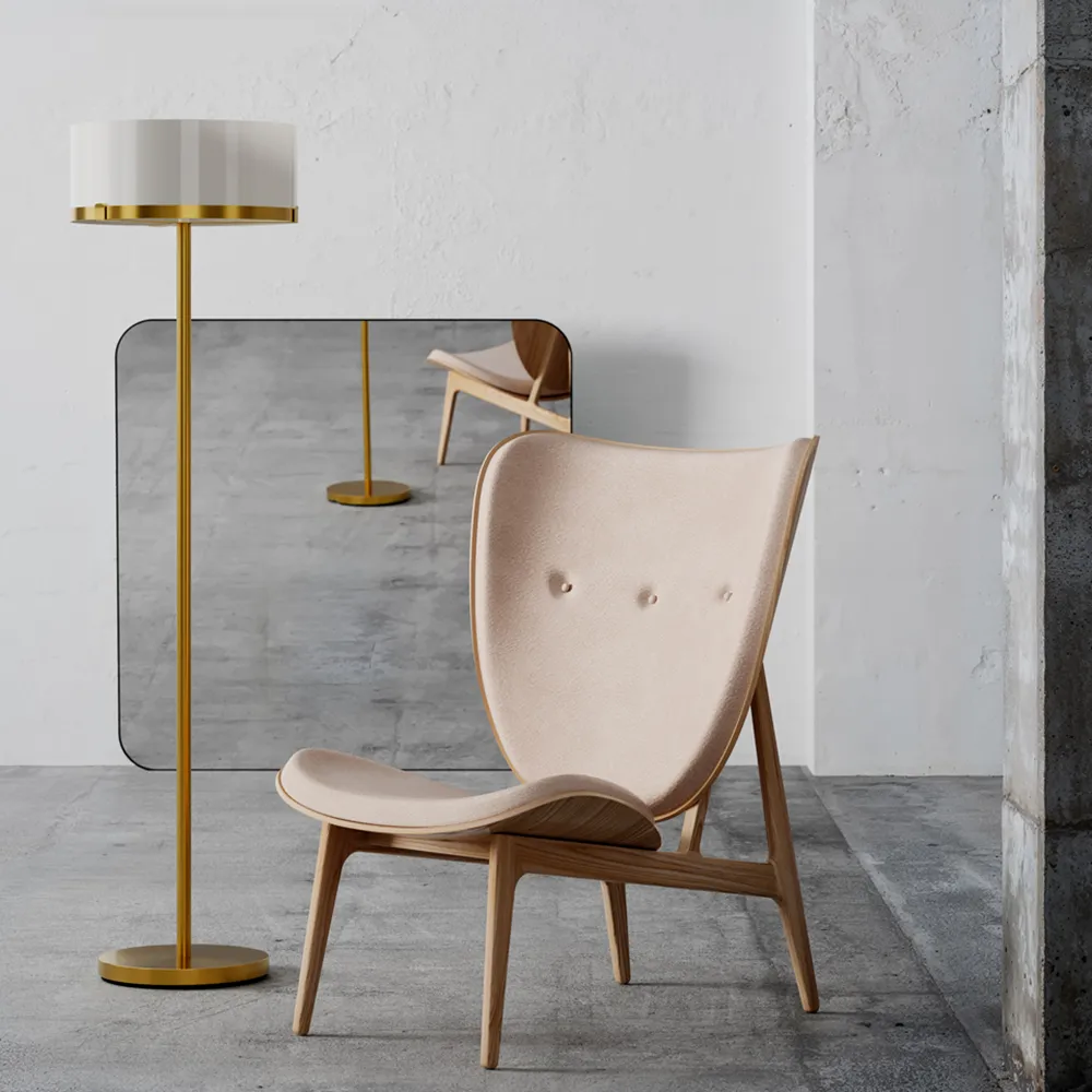 Marcel gulvlampe H: 150 cm messing/hvit