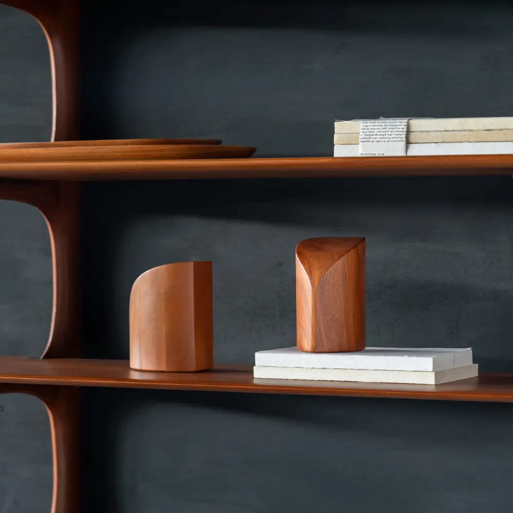  PI bokstøtte lakkert mahogni- sett med 2 stk