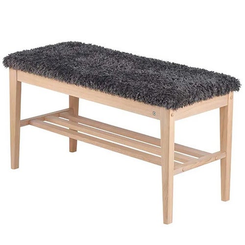 Nadja Bench Hvitoljet eik/safeskinn i mørkegrå look