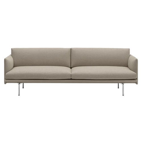 Outline Sofa 3-Seater - Polished Aluminum Base - Ecriture 240 Polished