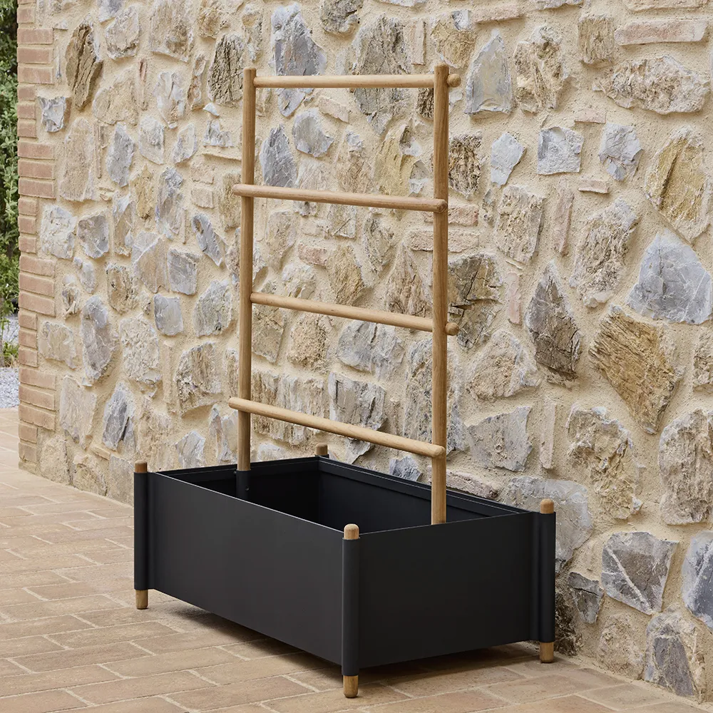 Sticks planter 103x58 cm med stativ Teak/ Grey