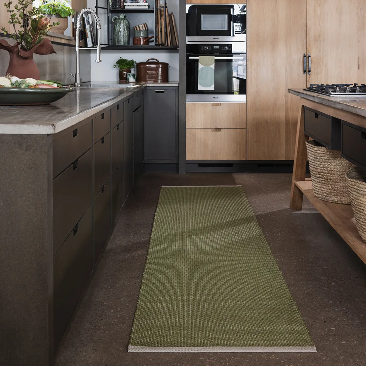 Vaskbar Plastmatte NILS Dark Olive 70x120 cm
