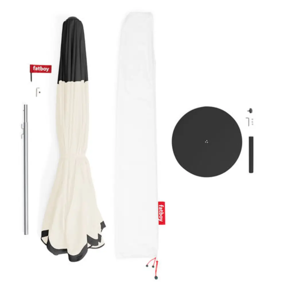 Pensol kremfarget parasoll med fot