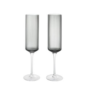 Champagneglass 2-pack Ripple Smoked Grey