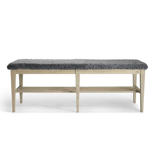 Nadja benk 130 cm Grå oljet ask/safeskinn lysegrå