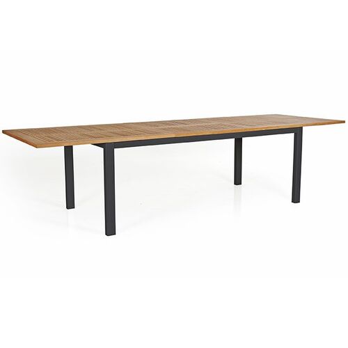 Lyon spisebord 100 x 224-304 cm svart/teak