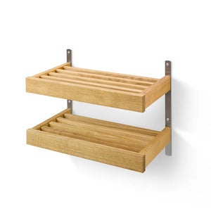 Nadja Skohylle 50 cm 2 nivåer veggmontert Lakkert eik/slipt stål