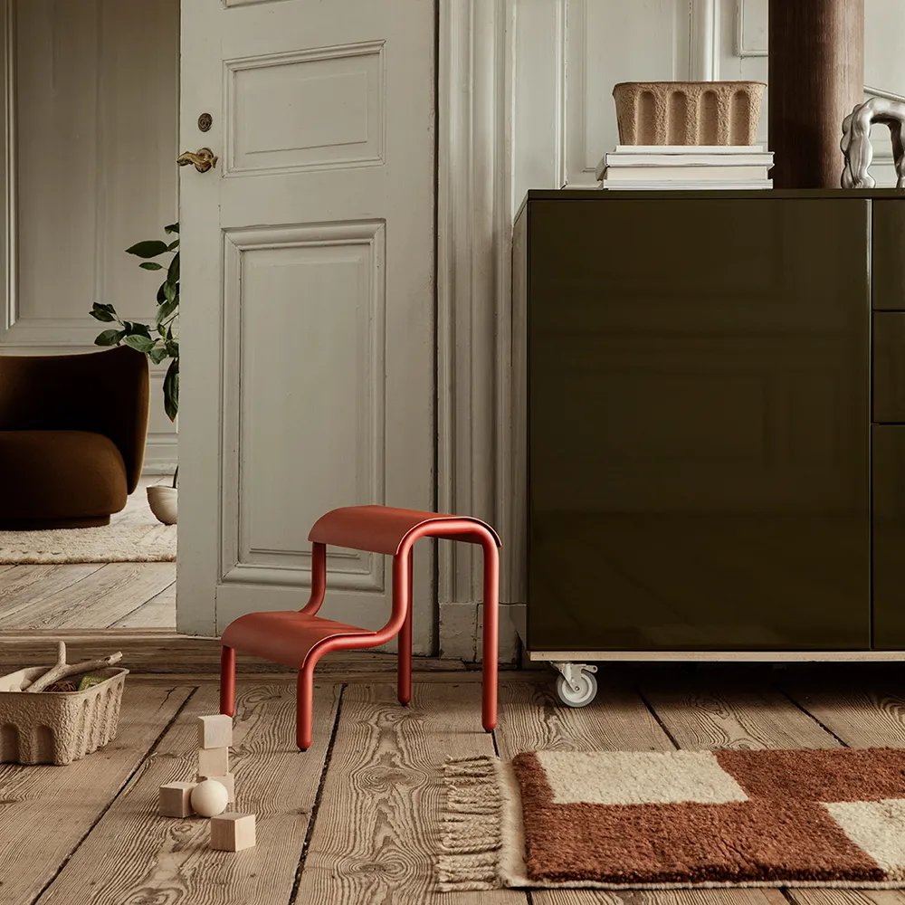  Mara knyttet teppe 120x80 cm mørk murstein/off-white