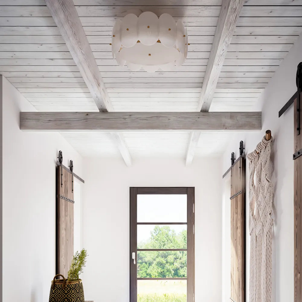 Omlott plafond Ø53cm messing/hvit