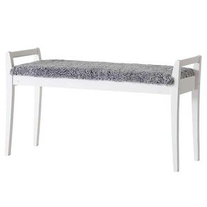 Meja Bench Hvitlakkert bjørk/safeskinn lysegrå