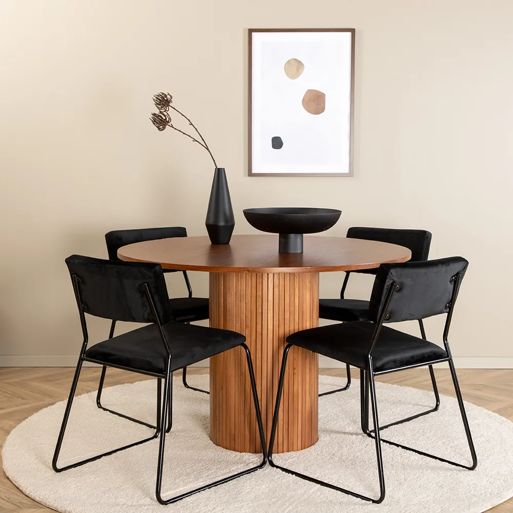 Bianca spisebord Ø110 Valnøtt