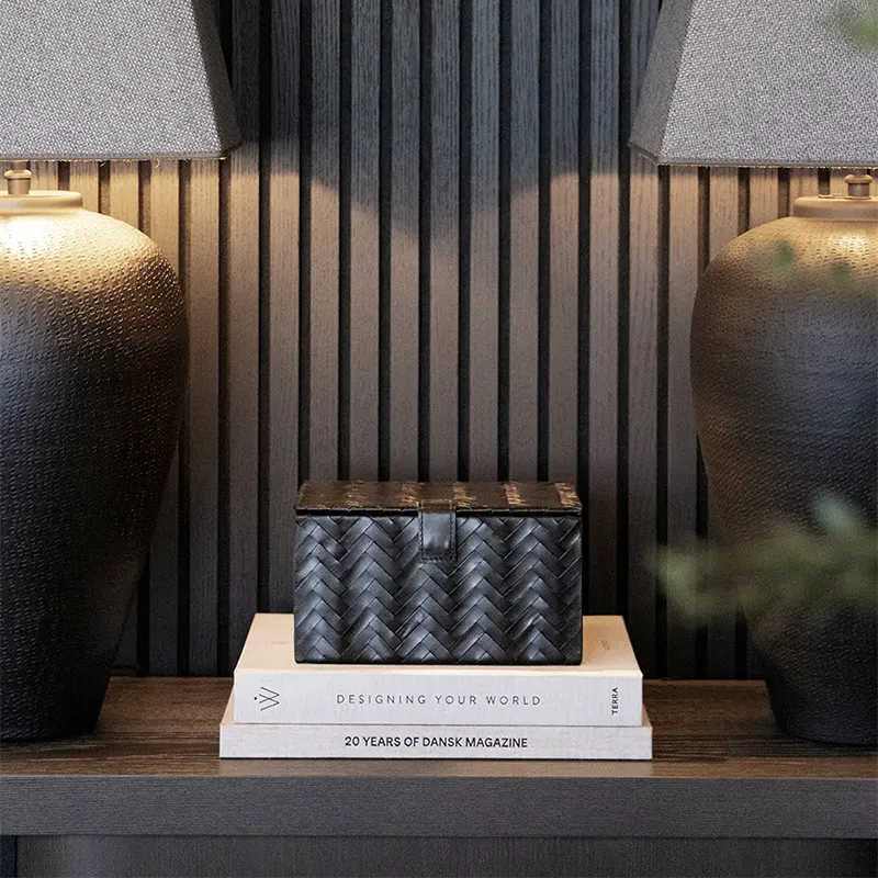 Fontana 3-sett skinnbokser svart