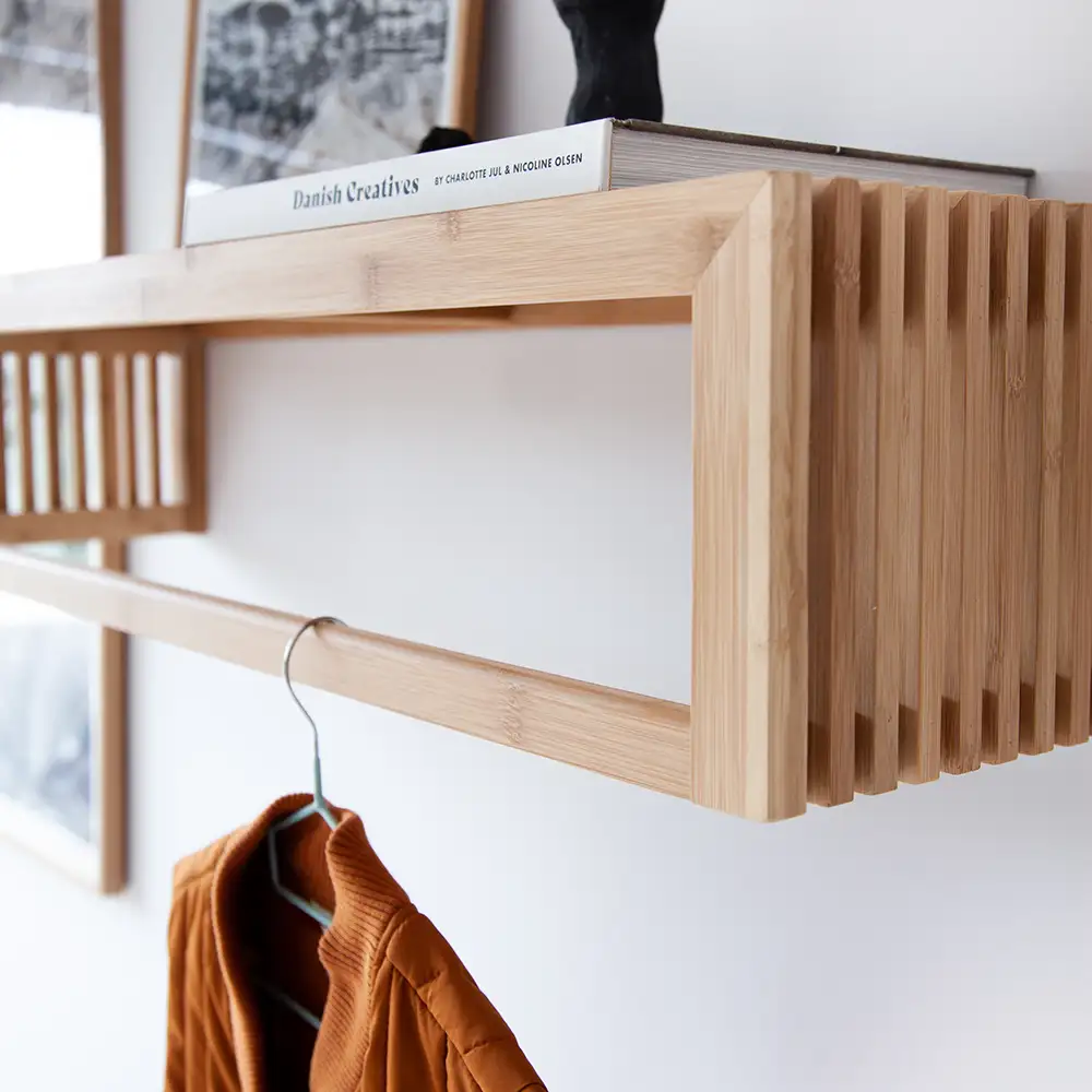 Rib Hattehylle 45 cm Bambus