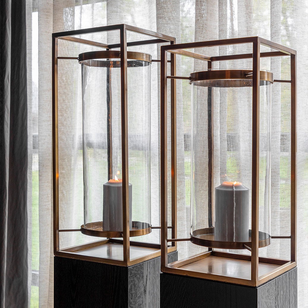 Sonoma lyslykt liten Brass Antique Artwood