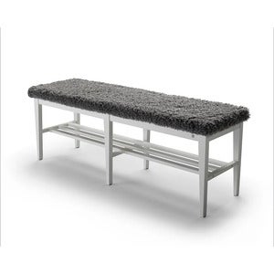 Nadja Bench 130 cm Hvitlakkert bjørk/safeskinn look Grå