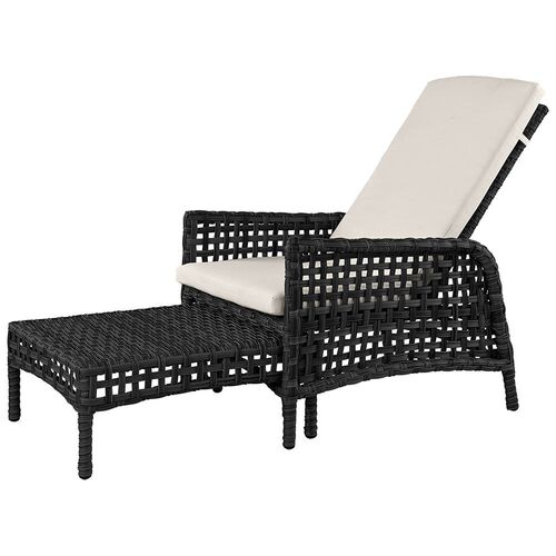 Solstol Tampa Classic kunstrotting Twist svart ekskl. pute Artwood