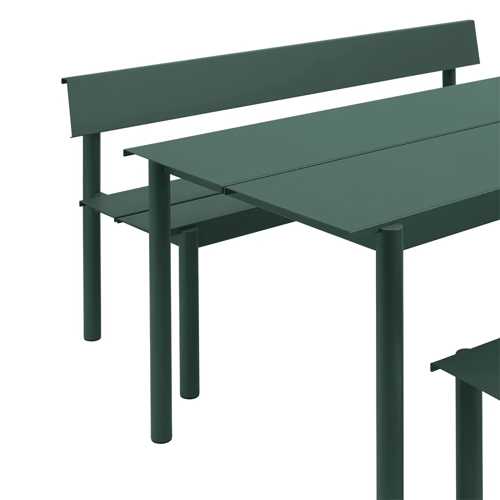 Rett stålbenkk 170cm Linear Steel Dark Green
