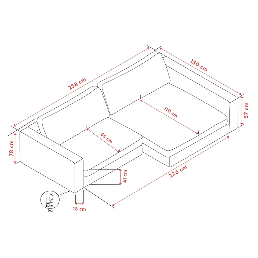 Duncan sofa 3-seter med chaiselong høyre stoff Robin lysegrå