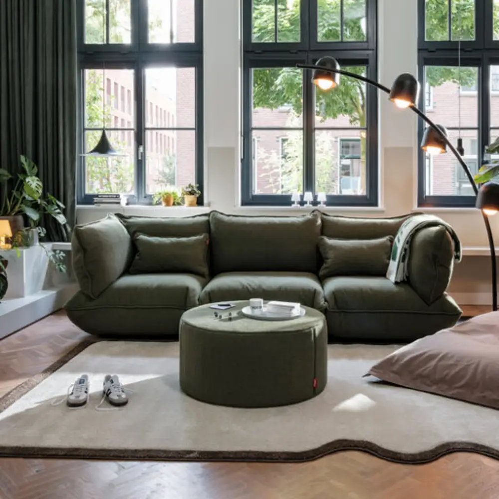 sumo sofa hjørneseksjon  boucle recycled leaf green