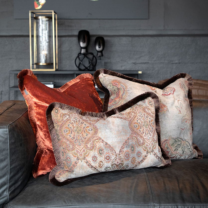 Miralago Paisley Taupe putetrekk Fringe 60 x 40 Artwood