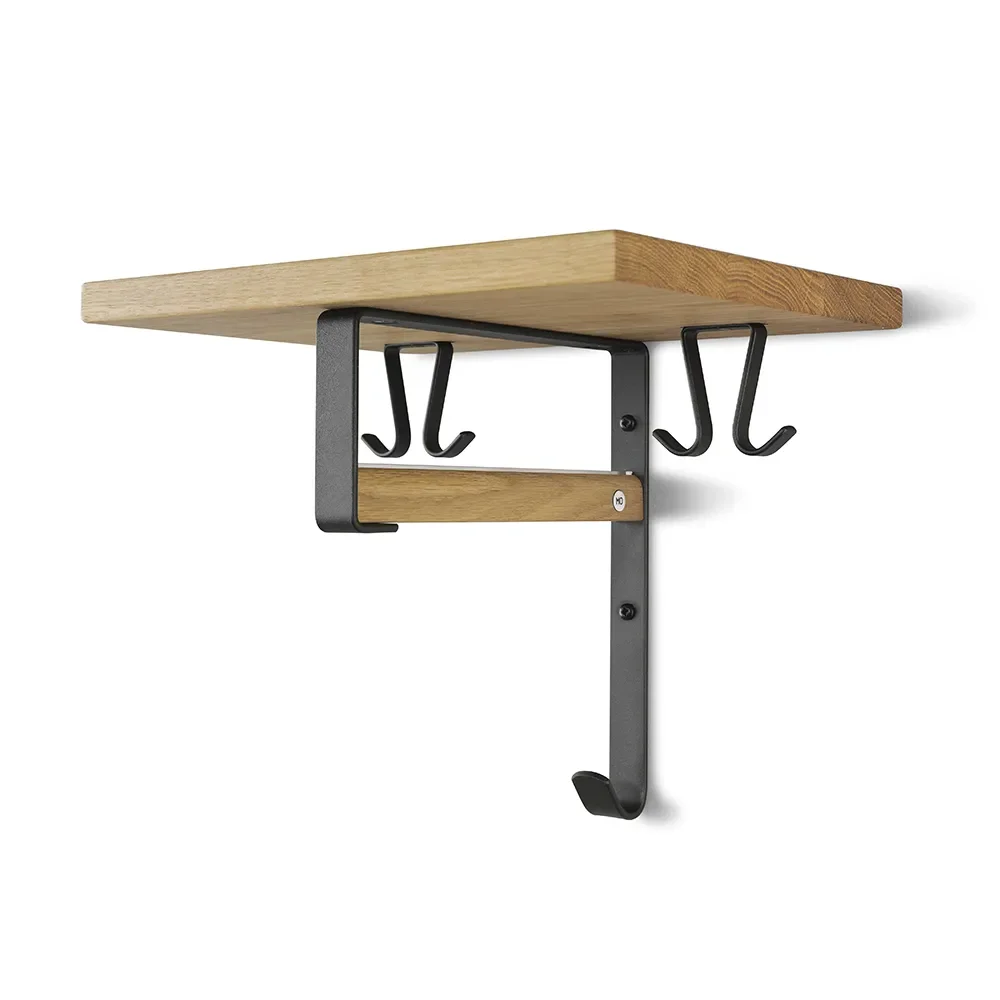 Cott hattehylle lakkert eik/mattsvart stål