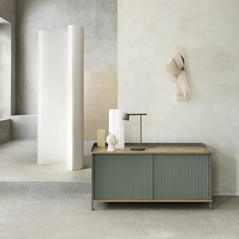 Enfold skjenk 124 x 45 cm  - oiled oak Dusty Green