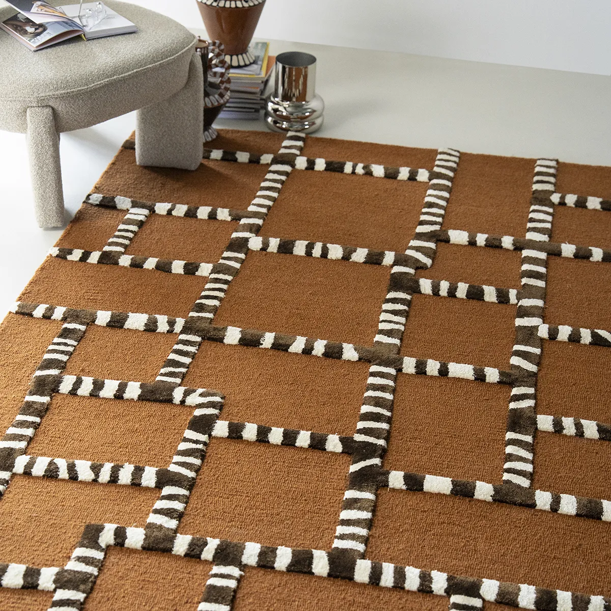 Håndvevd teppe StripeScape 290x190 cm Caramel