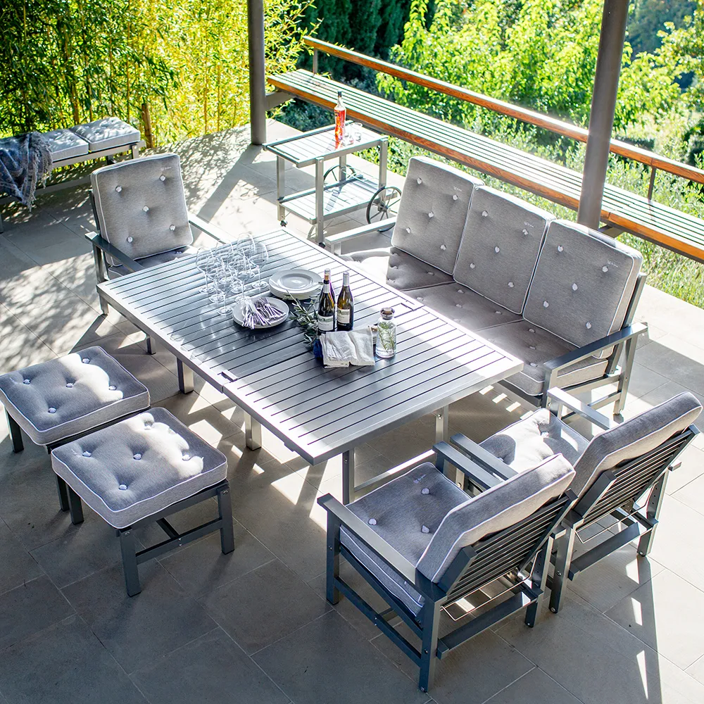 80x142cm bord aluminium grå 