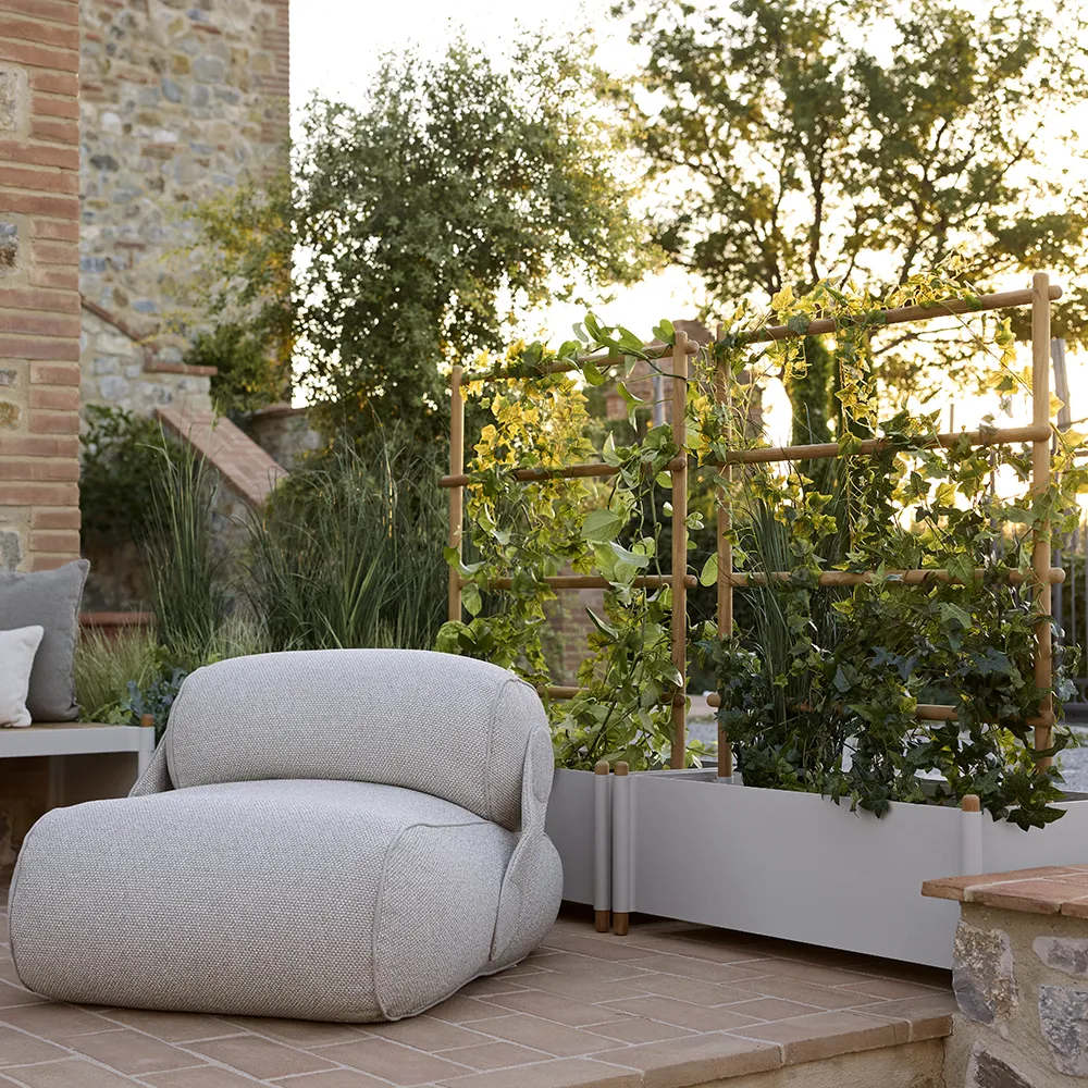 Sticks planter 103x58 cm med stativ Teak/ Grey