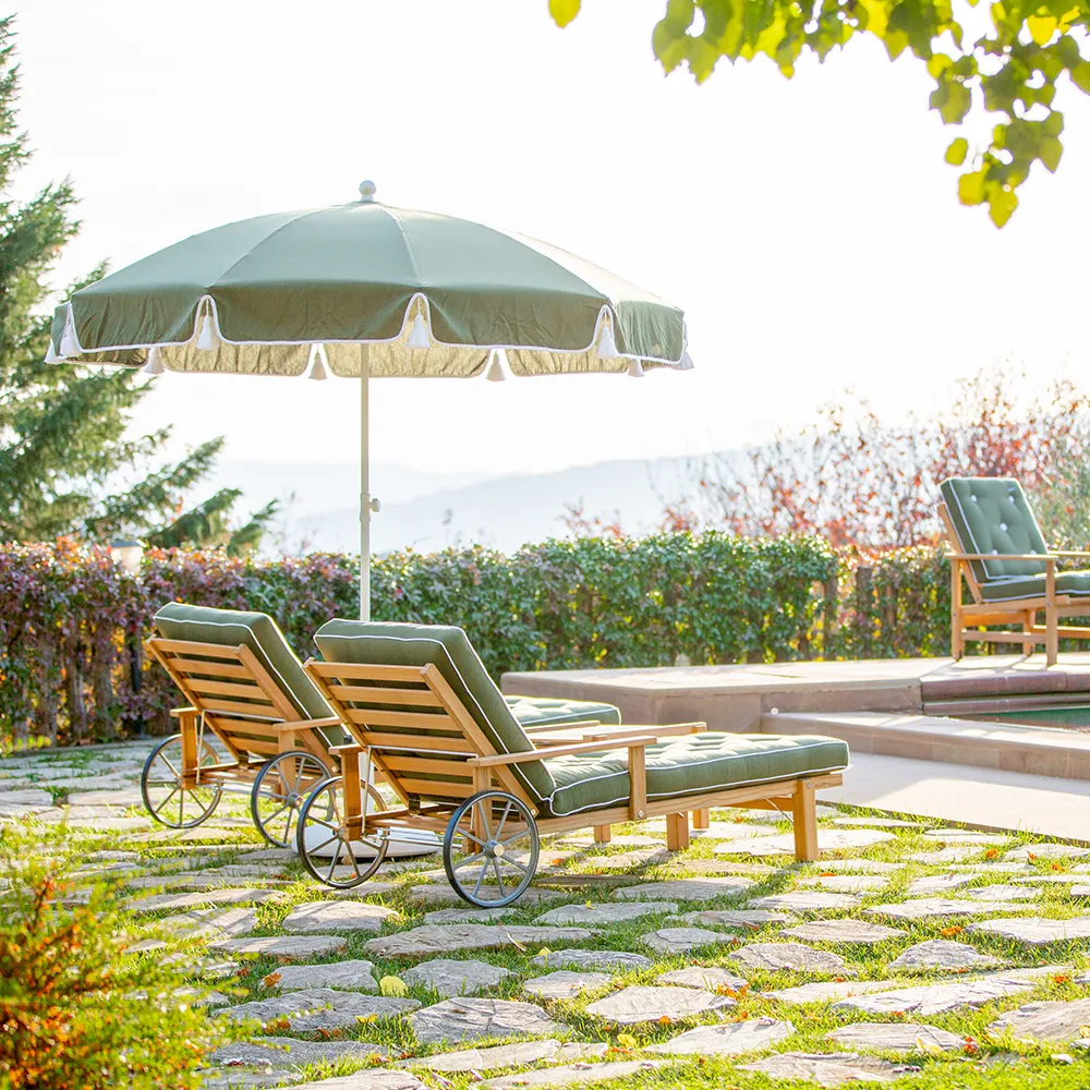 Solseng med armlæn teak 